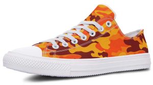Orange Camo White Low-Top Sneakers - Trendy Streetwear