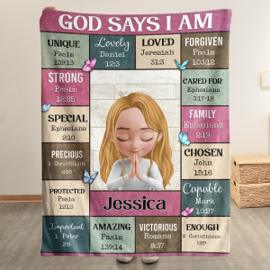 What God Says About Your Kids In Bible - God Says I Am - Personalized Blanket Big Size